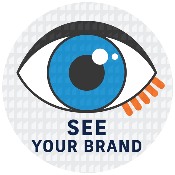 Eye icon with the text "see your brand".