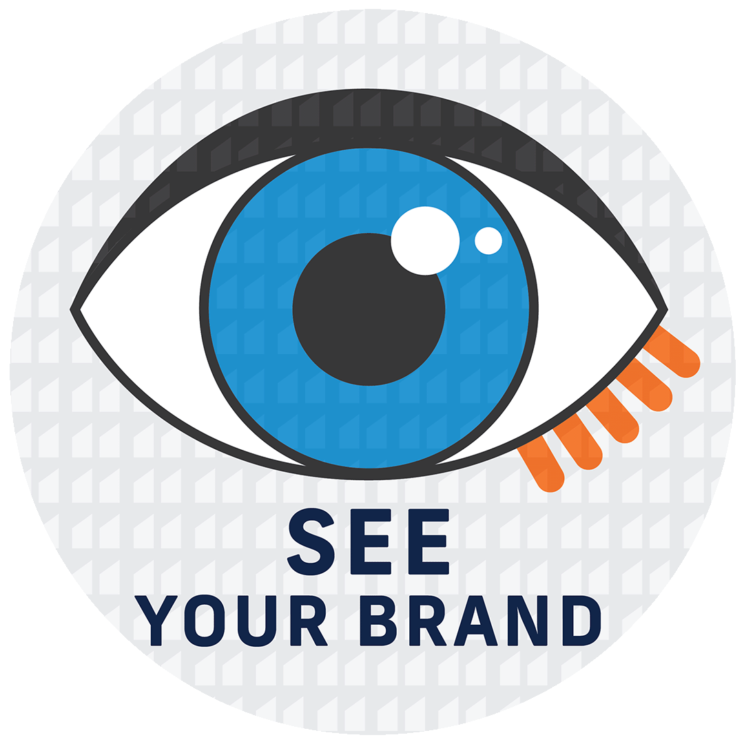 Eye icon with the text "see your brand".